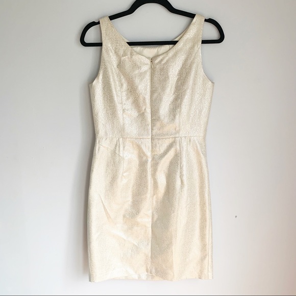 Dalia Cream And Silver Sheath Dress Size 2 - Picture 2 of 5